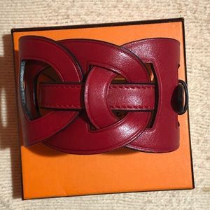 Rare Authentic Hermes Red Leather bracelet